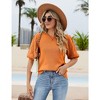 Womens Short Sleeve Lightweight Sweaters Crewneck Knit Pullover Tops with Crochet Sleeve Casual Crochet Blouse Shirt for Spring, Summer - 2 of 4