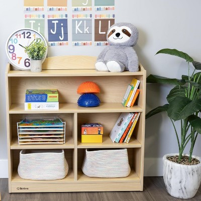 Adjustable Natural Wood 60" Kids Bookcase with Arch Top