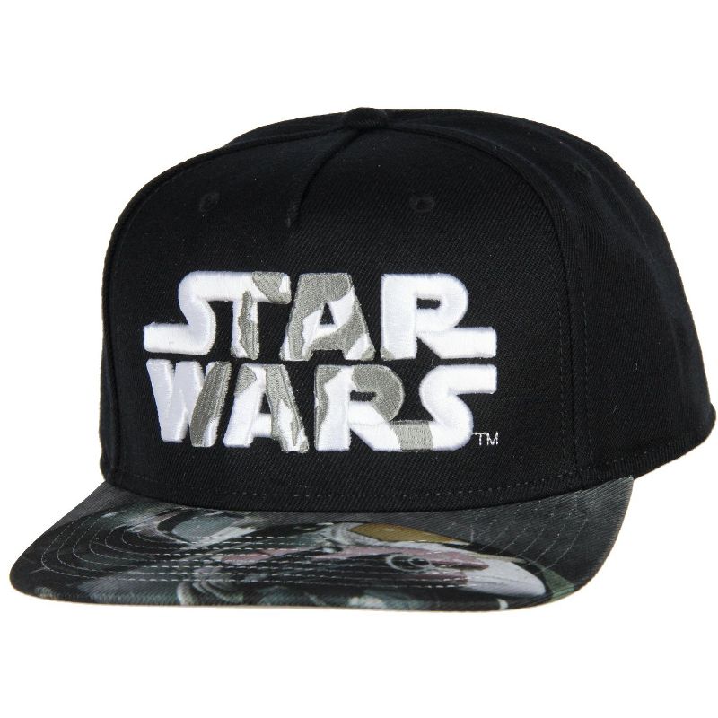 Star Wars Mandalorian Embroidered Adjustable Adult Snapback Hat Baseball Cap Black, 1 of 5