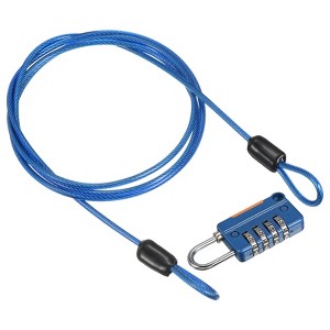 Unique Bargains Locker Luggage Bike 4 Digit Combination Lock with Security Cable Set - 1 of 4