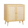 Snynuxx Sideboard Buffet Cabinet,Accent Kithchen Storage Cabinet with Rattan Doors, With Adjustable Shelves for Living Room,Dining Room,Natural - 2 of 4