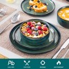 vancasso 12 Piece Green Reactive Glaze Curved edge Stoneware Round Dinnerware Set With 4 Piece Dinner/Dessert Plate and Bowl - 4 of 4