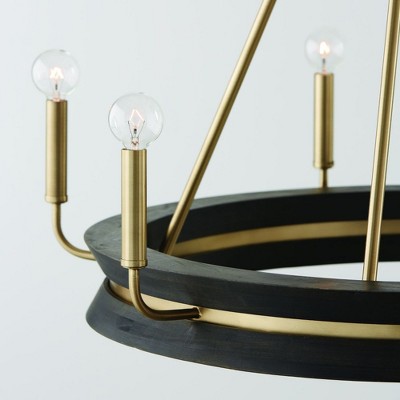 Finn Black Stain Matte Brass 6-Light Chandelier