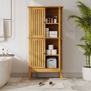 Christopher Knight Home Umberto Indoor/Outdoor Acacia Wood Storage Cabinet with Shelves and Louvered Doors - 1 of 4