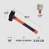 Estwing 4 Pound Head Hard Face Demolition Stake Driving 50 to 55 HRC Sledge Hammer with 16 Inch Textured Grip Fiberglass Handle, Black/Orange - 2 of 4