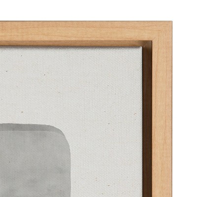 Neutral Abstract Black and White Canvas Print with Natural Frame