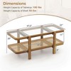 Costway 2-Tier Rustic Coffee Table with Storage Tempered Glass Tabletop PE Rattan Shelf - 3 of 4