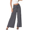 Women's Wide Leg Pants Casual Palazzo Summer Flowy Pants Elastic High Waist Lounge Drawstring Long Trousers - 3 of 4