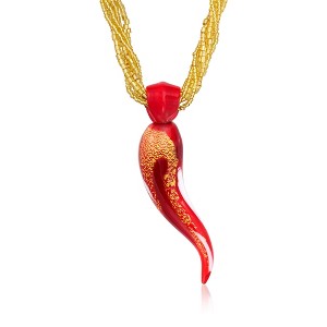 Ross-Simons Red Murano Glass Italian Horn Multi-Strand Necklace With 18kt Gold Over Sterling Size 18 - 1 of 3