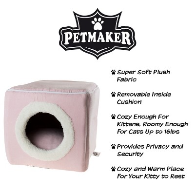 Small Pink Microfiber Foam Pet Bed Cave