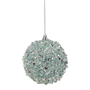 Northlight 3.5" Green Glitter and White Beads Shatterproof Christmas Ball Ornament - 1 of 4