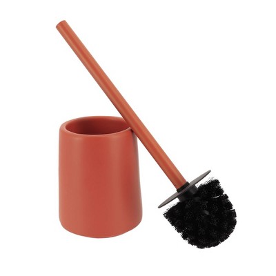Evideco French Home Goods Elegant Stoneware Toilet Brush and Holder Set - Modern Bathroom Accessory - Durable and Compact Design