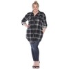 Women's Printed Plaid Roll Tab Tunic - White Mark - 2 of 4