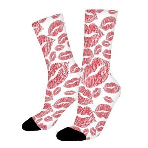 Lips Red Women Printed Crew Socks Funny Funky Socks Soft Polyester Novelty Gifts for Artists Men - 1 of 1