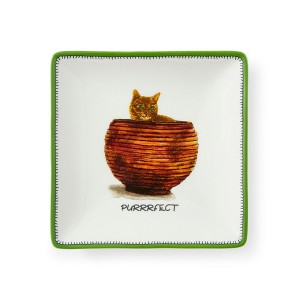Spode Kit Kemp 4.5" Doodles Trinket Tray, Purrrfect Tagline, Fine China, Dishwasher Safe, Ideal for Jewelry, Keys, and Coins, Home, Entertainment - 1 of 4
