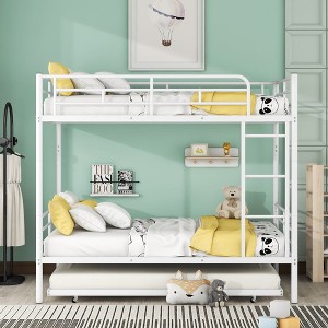 NicBex Full Over Full/Full XL Over Queen Bunk Bed with Trundle,Loft Bed with Convertible Design for Bedroom,Split Into 2 Beds,Black/White/Silver - 1 of 4