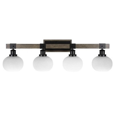 Toltec Lighting Tacoma 4 - Light Vanity in  Black/Painted Wood with 7" White Muslin Shade