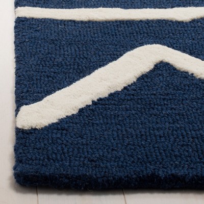 Navy and Ivory Hand-Tufted Wool Kids Area Rug