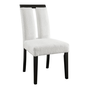 miBasics Set of 2 Northstar Contemporary Boucle Upholstered Dining Chairs White/Black: Padded Seat, Wood Frame - 1 of 4