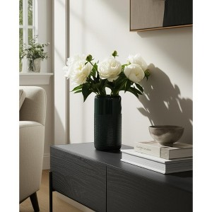 Modern Decorative Vase - Textured Ceramic Flower Holder - Stylish Home & Office Accent for Living Room & Bedroom - 1 of 4