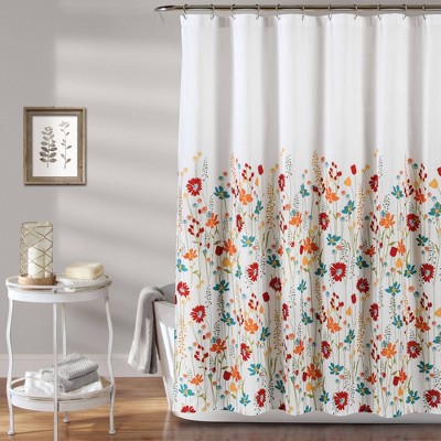 Yellow and Gray Zuri Flora Shower Curtain-Fabric Watercolor Floral P Lush Decor 