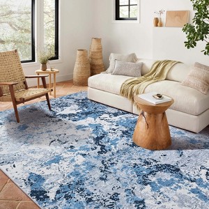 Coucheta Modern Abstract Washable Rug, Non-Slip Non-Shedding Carpet, Soft Faux Wool Low Pile Mat for Living & Dining Room, Bedroom, Office - 1 of 4