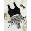 Womens Bikini Sets Tank Tops U Back 2 Piece Swimsuit Sets Leopard Print Swimsuits Tank Swimsuit Tops with Drawstring Bathing Bottom - 2 of 4