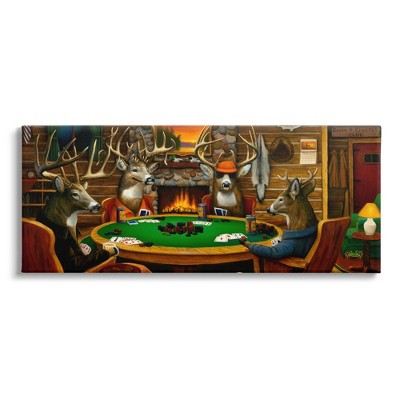 Stupell Industries Deer Animals Playing Poker Canvas Wall Art