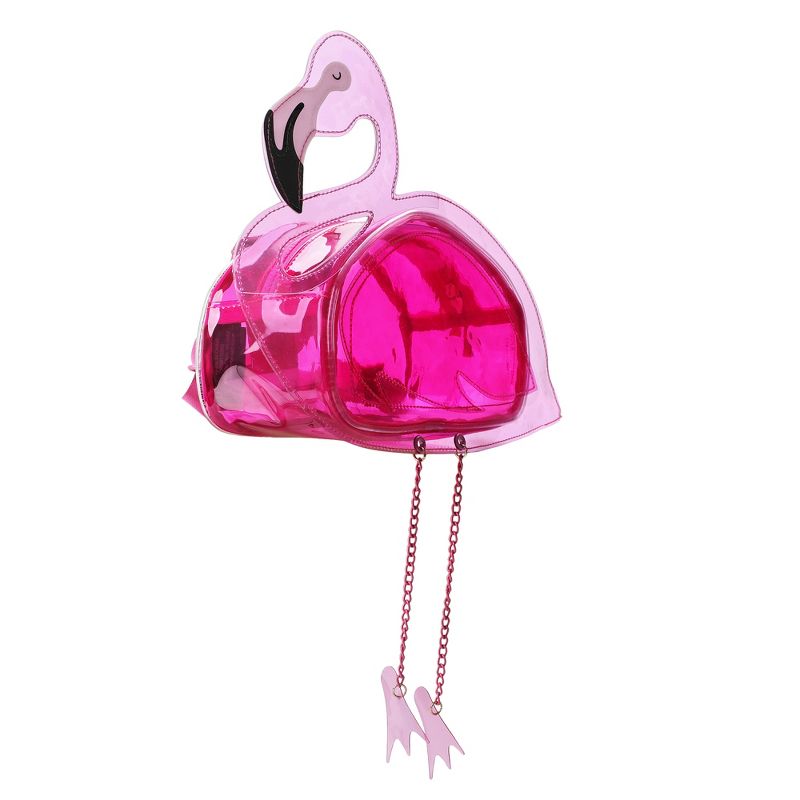Bioworld Pink Flamingo 13.5-Inch Clear Mini Backpack, 2 of 7