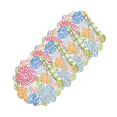 C&F Home 17" Palm Beach Round Scalloped Cotton Placemats Set of 4 Coastal Dining Décor