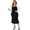 Agnes Orinda Women's Plus Size Long Sleeve Cropped Open Front Cardigans - 3 of 4