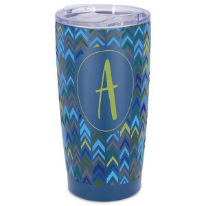 Elanze Designs A Monogram Herringbone Arrows Wrap-Around Design 20 Ounce Stainless Steel On-The-Go Coffee Mug, Thermal Travel Tumbler with Leak - 1 of 4