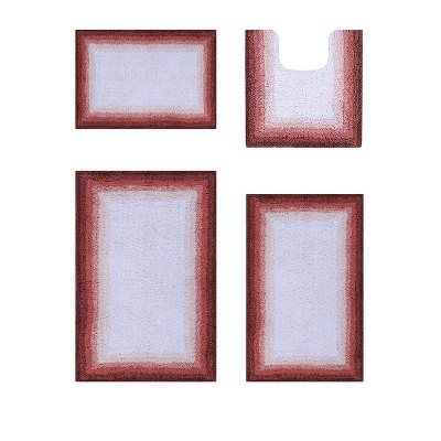 Torrent Collection 4 Piece 100% Soft Cotton Tufted Weave Bath Rug Set, Ombre Pattern, Super Soft & Absorbent, Machine Washable Bathroom Mats
