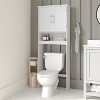 Emma and Oliver Over the Toilet Cabinet Storage Bathroom Organizer with In-Cabinet Adjustable Shelf, Open Lower Shelf, and Dual Magnetic Closure Doors - 2 of 4