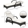 Outdoor Chaise Lounge, 5-Level Adjustable Backrest Rattan Pool Lounge Chair with Wheels, Cushion & Headrest - 3 of 4