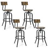 Costway Set of 4 Industrial Bar Stool Adjustable Swivel Counter-Height Dining Side Chair