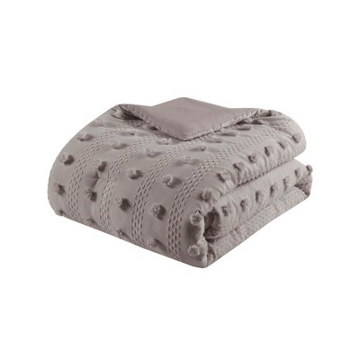 Gray Twin Down Alternative Microfiber Comforter Set with Pom Pom