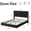 Floating Bed Frame, Upholstered Platform Bed, Headboard and Button Tufted Design, Metal Slats Support, No Box Spring Needed - 2 of 4