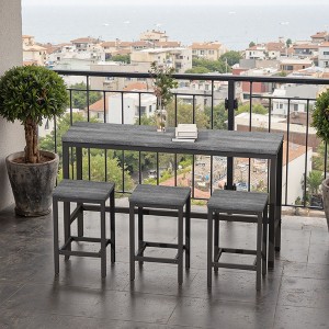 PAGED Pub Table Set of 4, 3 PU Leather Counter and Bar Stools, 1 Long Dining Table with Drawers and Outlets for Kitchen, Dining Room - 1 of 4