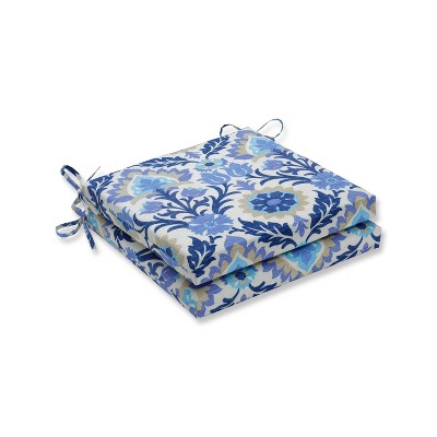 Indoor/Outdoor 2pc Santa Maria Azure Squared Corners Seat Cushion - Pillow Perfect