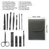 Unique Bargains Stainless Steel Pedicure Nail Clippers Scissors Tool Set for Men Women Black with Gray PU Leather 12 Pcs - 2 of 3