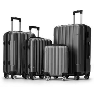 Karl Home 4 Piece Luggage Sets, 16 inch 20 inch 24 inch 28 inch ABS Durable Suitcase Sets Double Wheels TSA Lock Grey - 1 of 4