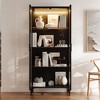 FUFU&GAGA 70.9“H Bookshelf Bookcase Display Curio Cabinet Pantry Tempered Glass Showcase Cabinet for Living Room Metal, Wood & LED - 4 of 4