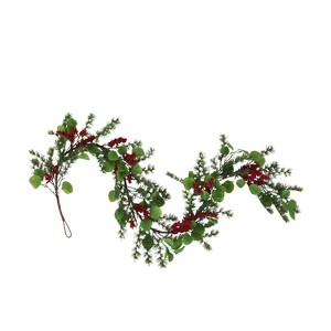 GDFStudio Loveren 62" Eucalyptus and Pine Artificial Garland/Wreath with Berries - 1 of 4