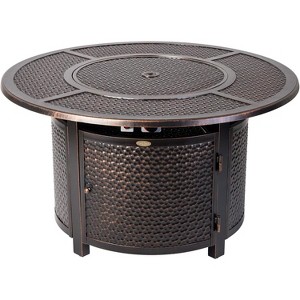 Fire Sense 62695 Verona Woven Aluminum Convertible Gas Fire Pit Table 55,000 BTU Multi-Functional Outdoor With Fire Bowl Lid, Nylon Weather Cover - 1 of 1