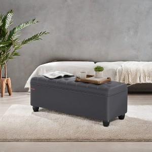 SONGMICS Storage Ottoman Bench, Storage Bench, Entryway Bedroom Bench, Loads 330 lb, Synthetic Leather, for Bedroom, Living Room - 1 of 4