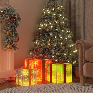 vidaXL Lighted Christmas Box Set of 3 Red, blue, and green - 1 of 2