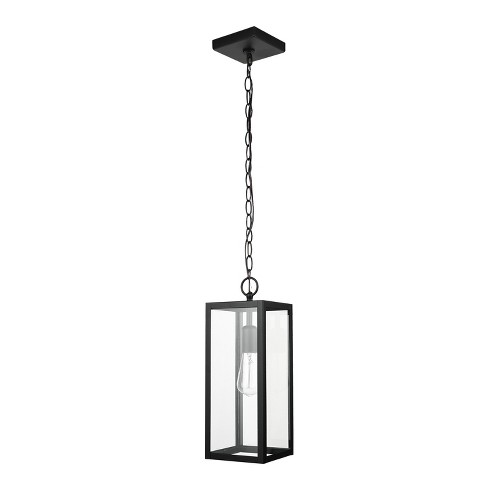 Globe Electric 1-Light Outdoor Pendant Light with Clear Glass Shade Matte Black - image 1 of 4