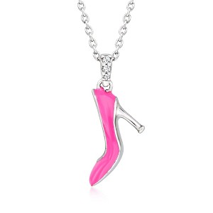 Ross-Simons Pink Enamel High-Heel Pendant Necklace in Sterling Silver - 1 of 3
