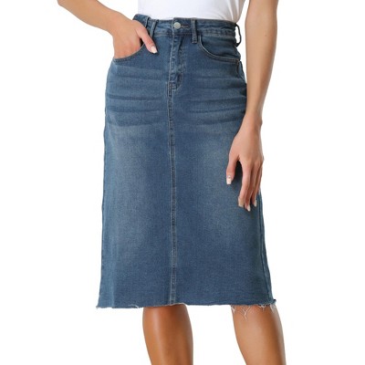 Allegra K Women's Casual High Waist Back Vent Short Denim Skirts : Target